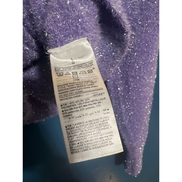 Metallic Fuzzy Purple Sweater L - Picture 3 of 5